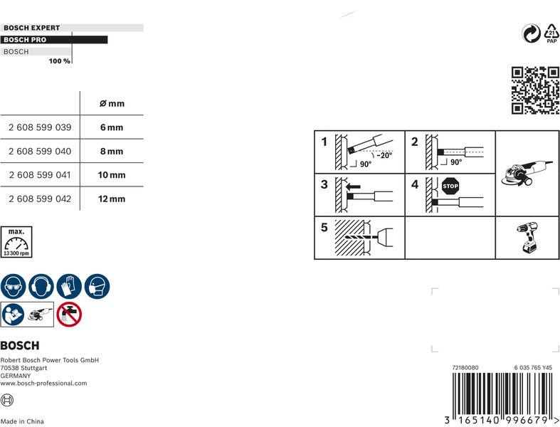 BOSCH PRO Ceramic Trockenbohrkronen-Set, 6x30, 8x30, 10x30, 12x30 mm, M14, 4-tlg. BOSCH PRO Ceramic Trockenbohrkronen-Set, 6x30, 8x30, 10x30, 12x30 mm, M14, 4-tlg.