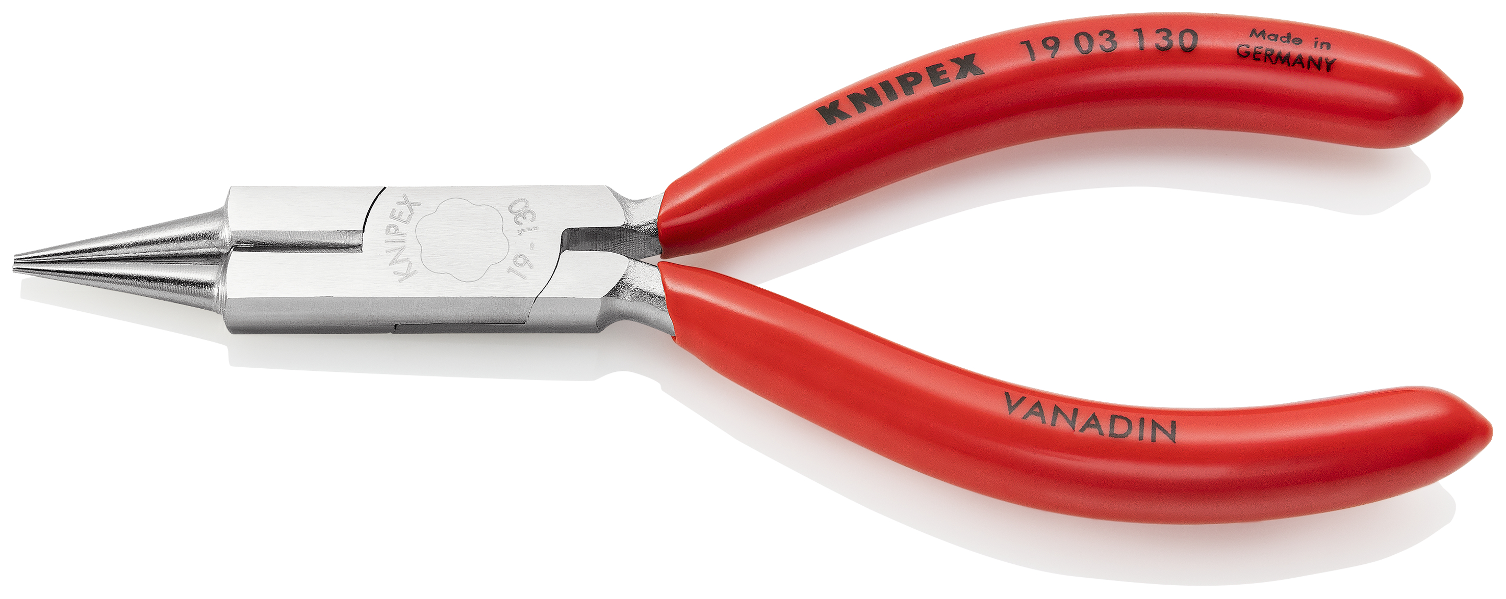 KNIPEX KNIPEX 19 03 130 Rundzange mit Schneide (Schmuckbiegezange) 130 mm verchromt mit Kunststoff überzogen