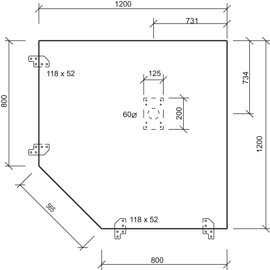 N.A. Trapezeckplatte 1200x1200 mm Nussbaum N.A. Trapezeckplatte 1200x1200 mm Nussbaum
