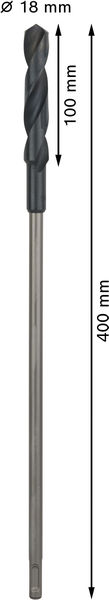 BOSCH PRO Wood HSS Installationsbohrer, 18 x 100 x 400 mm, SDS plus