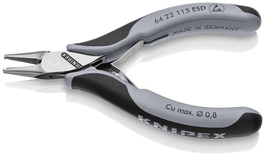 KNIPEX KNIPEX 64 22 115 ESD Elektronik-Vornschneider ESD 115 mm mit Mehrkomponenten-Hüllen spiegelpoliert