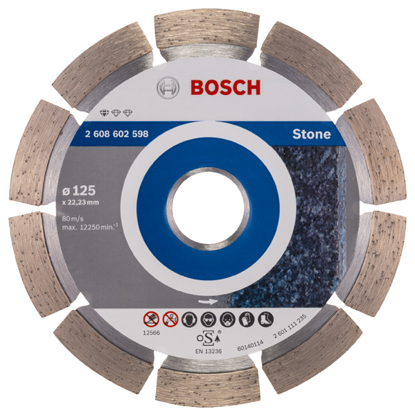 BOSCH Diamanttrennscheibe Standard for Stone, 125 x 22,23 x 1,6 x 10 mm, 1er-Pack