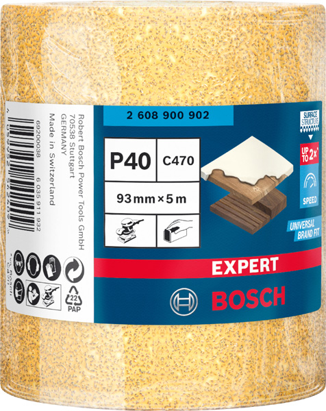 BOSCH EXPERT C470 Schleifband, 93mmx5m, K40, keine Löcher BOSCH EXPERT C470 Schleifband, 93mmx5m, K40, keine Löcher