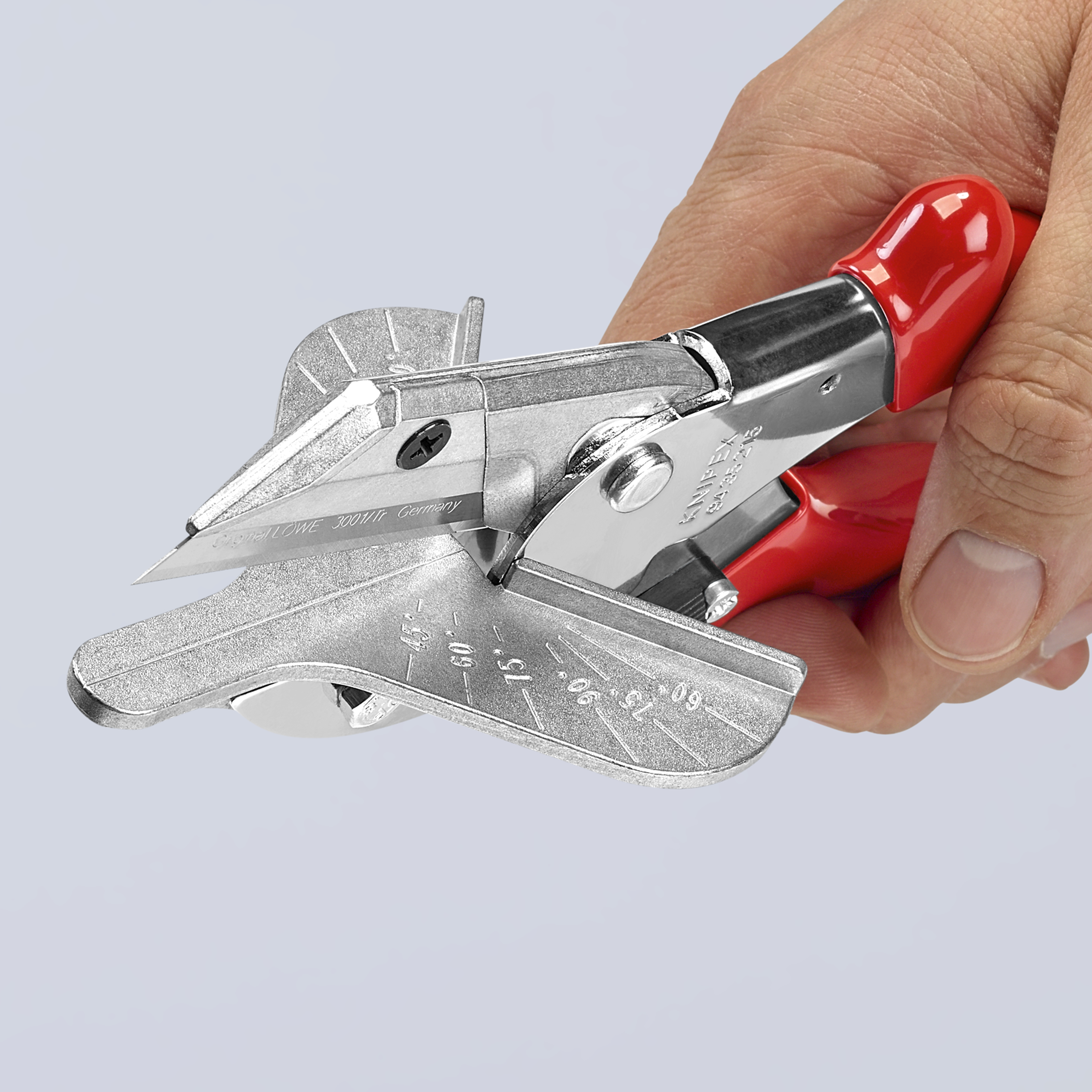 KNIPEX Gehrungsschere für Kunststoff- und Gummiprofile 215 mm verchromt mit Kunststoff-Hüllen KNIPEX Gehrungsschere für Kunststoff- und Gummiprofile 215 mm verchromt mit Kunststoff-Hüllen