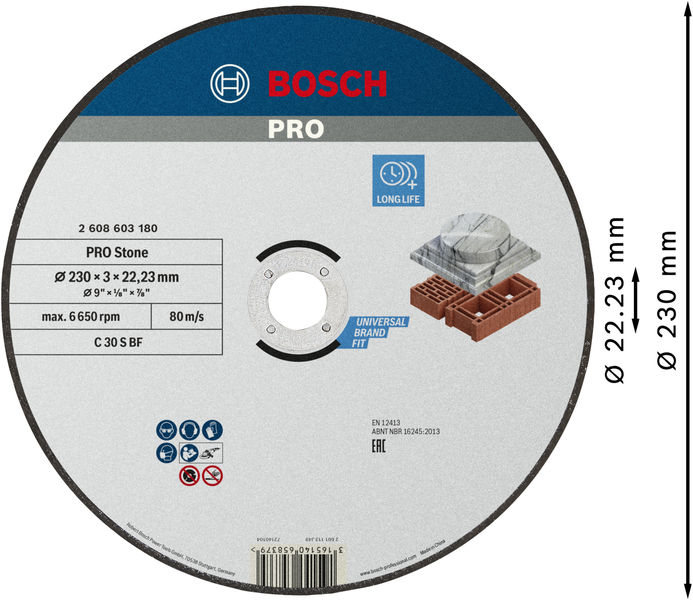 BOSCH Trennscheibe gerade Standard for Stone C 30 S BF, 230 mm, 3,0 mm BOSCH Trennscheibe gerade Standard for Stone C 30 S BF, 230 mm, 3,0 mm
