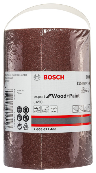 BOSCH Schleifblatt J450 Expert for Wood and Paint, 115 mm x 5 m, G100