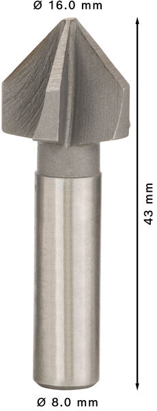 BOSCH PRO Steel HSS Kegelsenker, 16 x 43 mm, M8 BOSCH PRO Steel HSS Kegelsenker, 16 x 43 mm, M8
