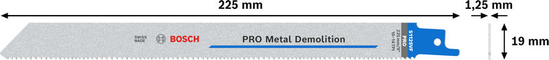 BOSCH PRO Metal Demolition S1125VF Säbelsägeblatt, 1,25 x 19 x 225 mm, 2-tlg. BOSCH PRO Metal Demolition S1125VF Säbelsägeblatt, 1,25 x 19 x 225 mm, 2-tlg.