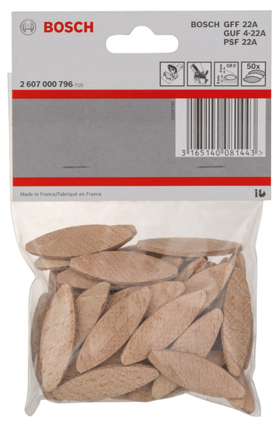 BOSCH Flachdübel, 45 x 15 x 4 mm, 50er-Pack BOSCH Flachdübel, 45 x 15 x 4 mm, 50er-Pack
