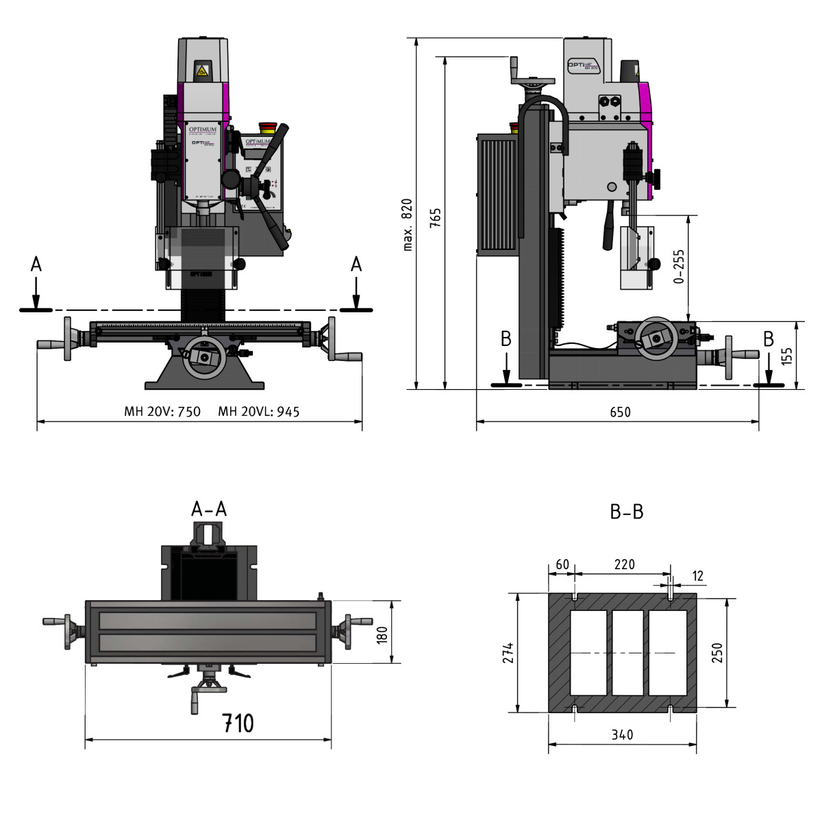 STÜRMER Bohr-Fräsmaschine Optimum OPTImill MH 20VLD STÜRMER Bohr-Fräsmaschine Optimum OPTImill MH 20VLD
