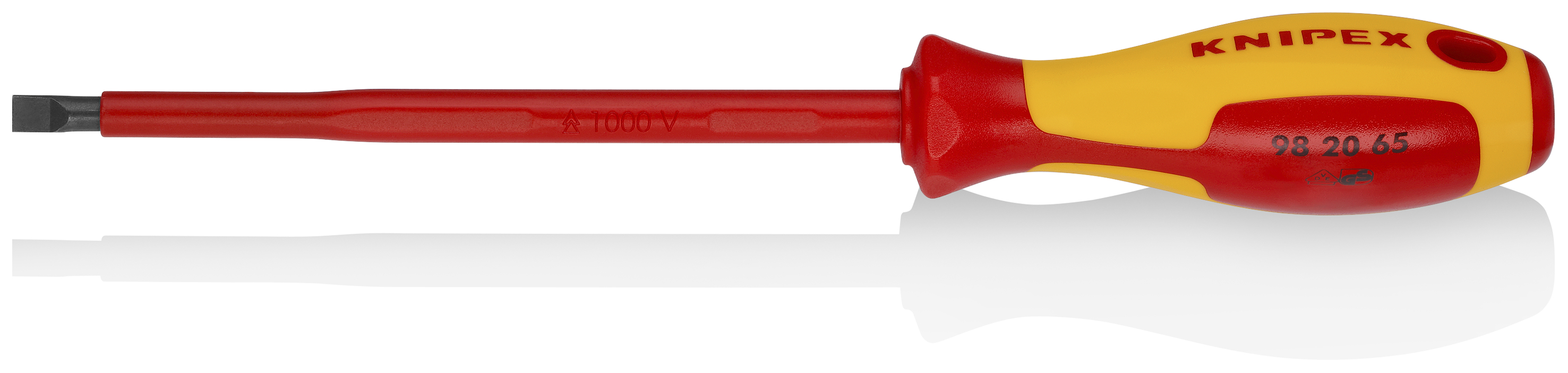 KNIPEX KNIPEX 98 20 65 Schraubendreher für Schlitzschrauben 262 mm brüniert isolierender Mehrkomponenten-Griff, VDE-geprüft
