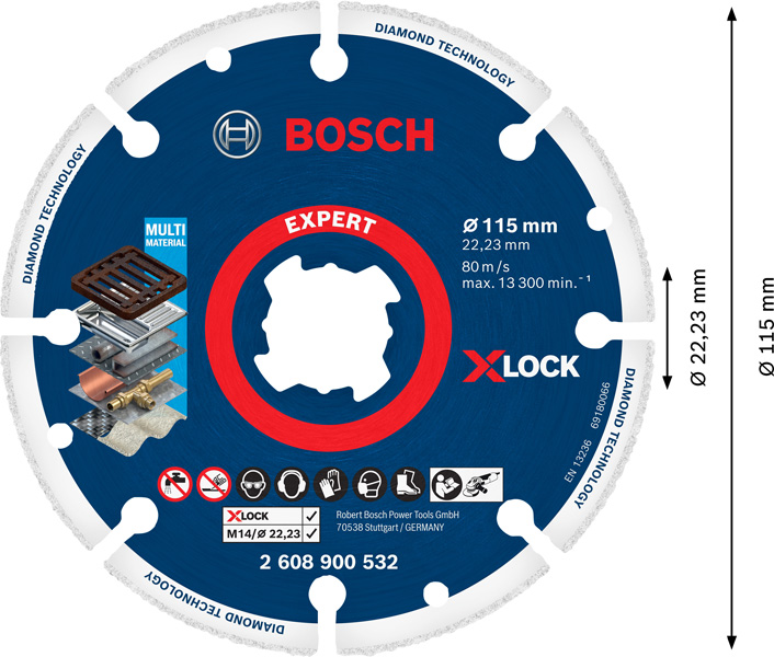 BOSCH EXPERT Diamond Metal Wheel X-LOCK Trennscheibe, 115 x 22,23 mm