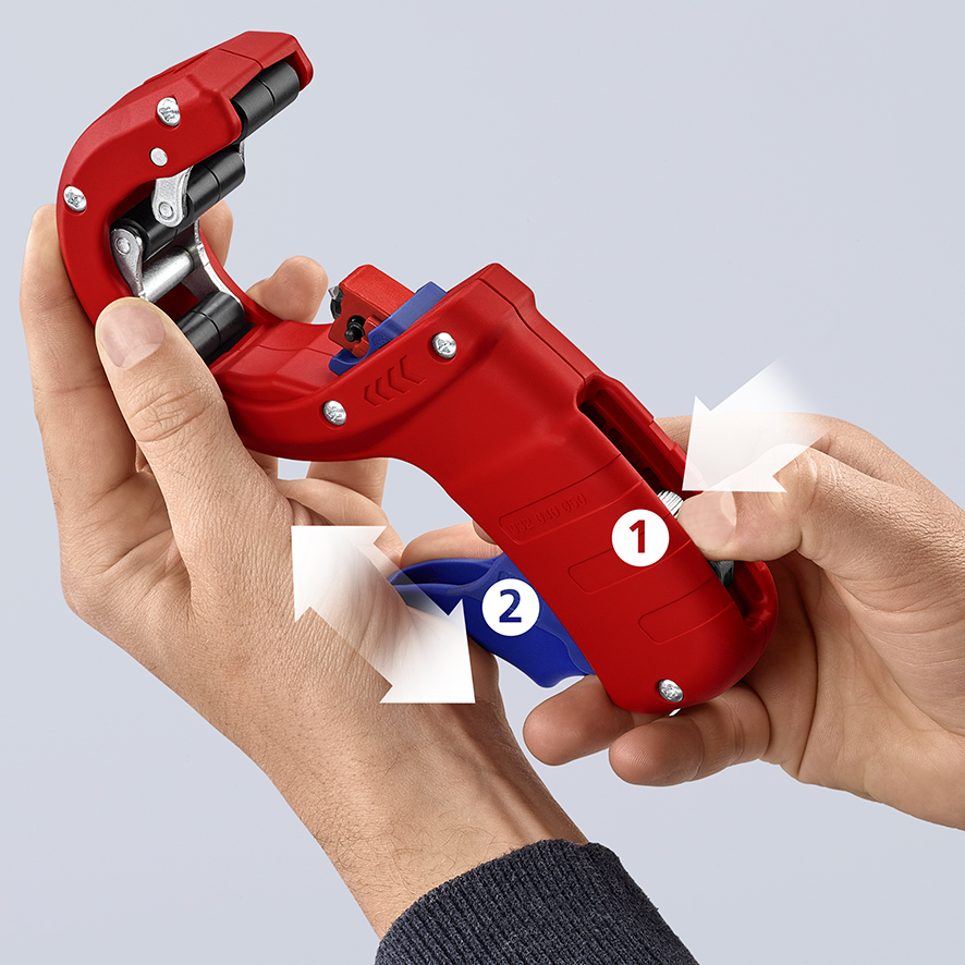 KNIPEX KNIPEX 90 23 02 BK DPT50 Rohrschneider für dickwandige Kunststoffrohre, auch kerngeschäumt Schneiden und Anfasen in einem Schritt 202 mm mit Kunststoff überzogen KNIPEX KNIPEX 90 23 02 BK DPT50 Rohrschneider für dickwandige Kunststoffrohre, auch kerngeschäumt Schneiden und Anfasen in einem Schritt 202 mm mit Kunststoff überzogen