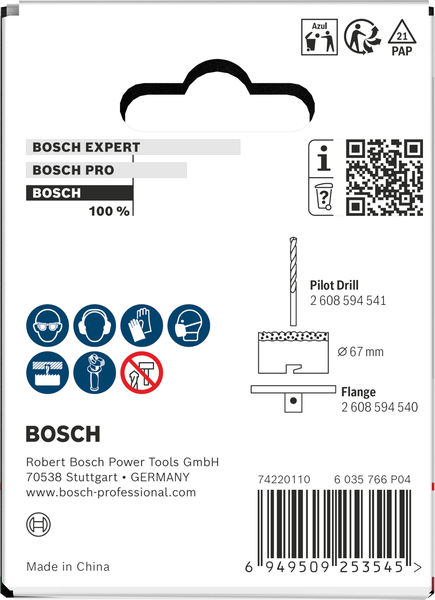 BOSCH Brick and Soft Tile Lochsäge mit Aufsteckhalter, 67 x 60 mm BOSCH Brick and Soft Tile Lochsäge mit Aufsteckhalter, 67 x 60 mm