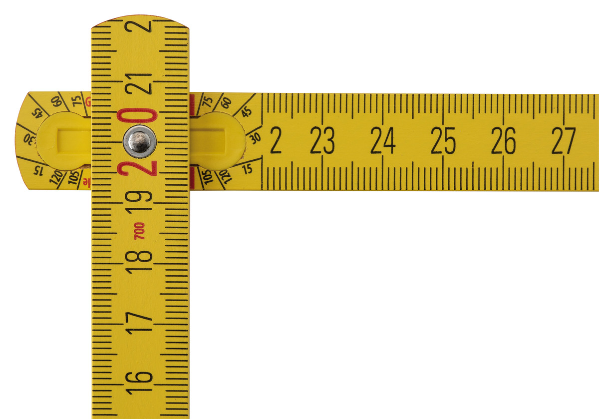 STABILA Zollstock Type 707, 2 m, gelb, metrische Skala, Winkelfunktion, Meterstab aus PEFC-zertifiziertem Holz, Polyamid-Gelenke