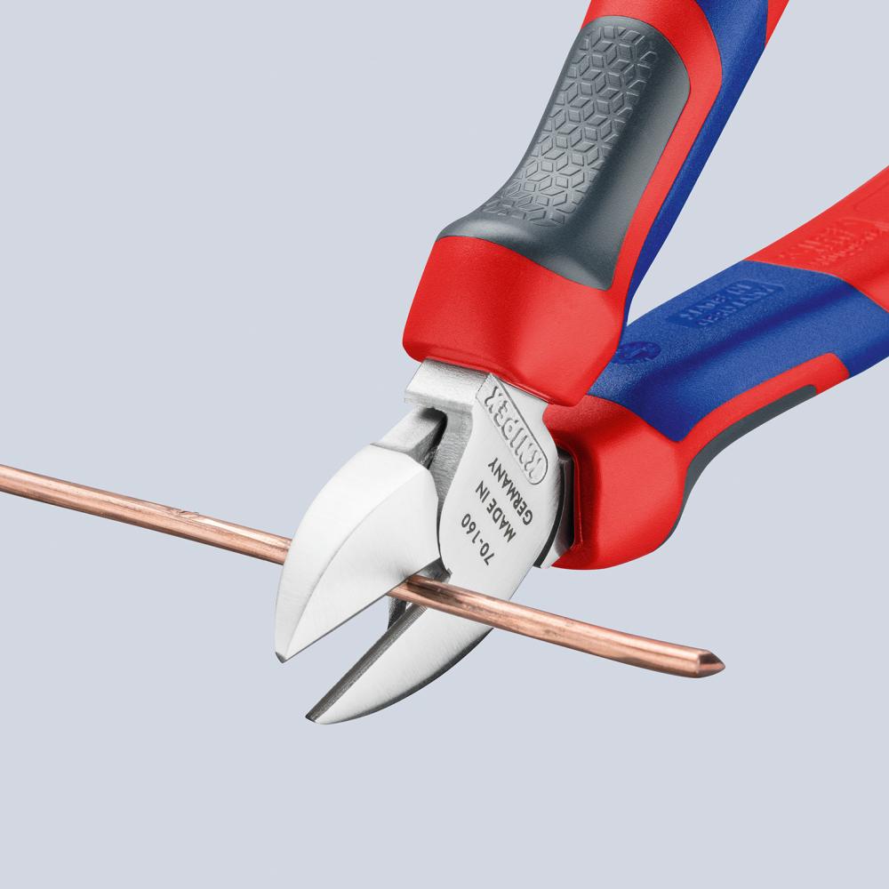 KNIPEX Seitenschneider verchromt mit Mehrfachkomponenten-Griffen 180 mm