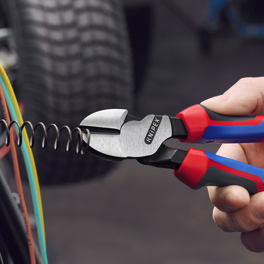 KNIPEX KNIPEX 74 02 200 SB Kraft-Seitenschneider 200 mm schwarz atramentiert mit Comfort-Griffen poliert