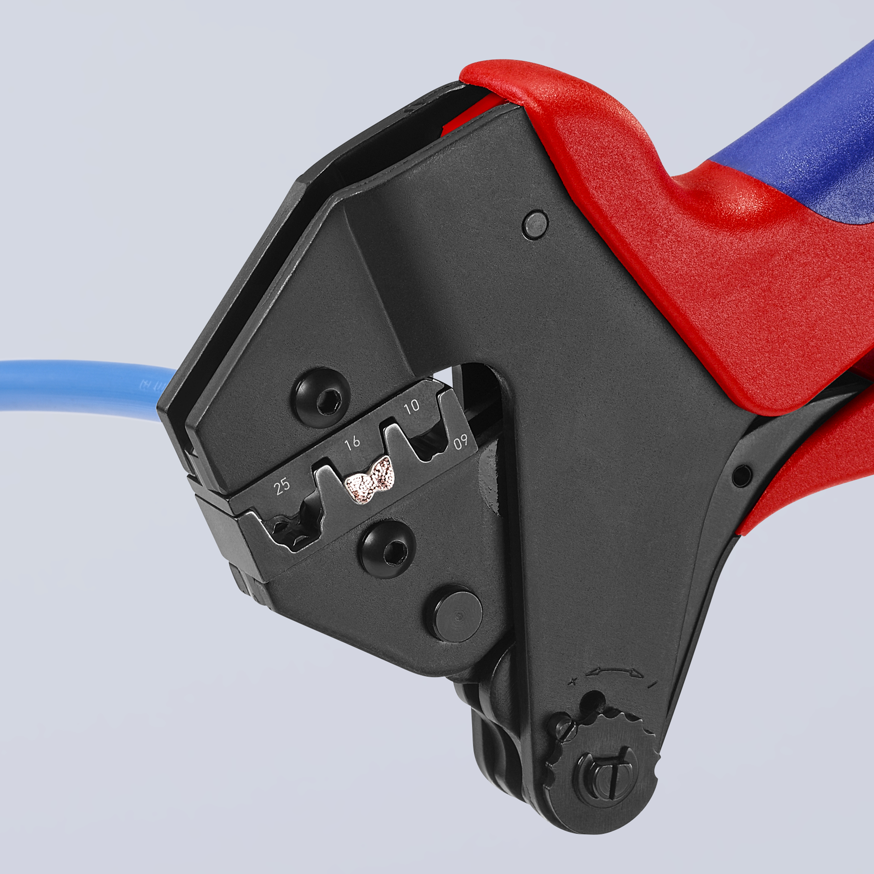 KNIPEX KNIPEX 97 43 200 Crimp-Systemzange für auswechselbare Crimpeinsätze 200 mm brüniert mit Mehrkomponenten-Hüllen