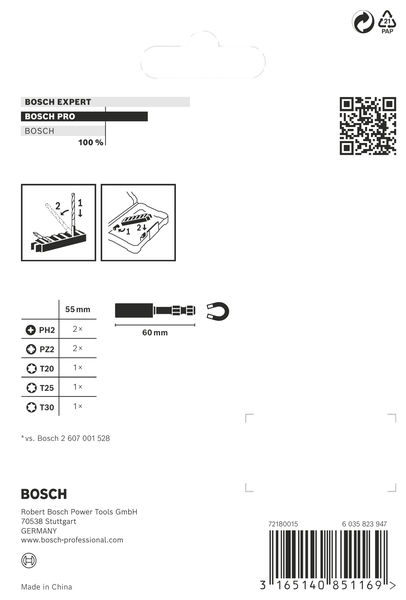 BOSCH PRO Impact Set mit Standard-Bithalter und Pick and Click-Index, 8-tlg.