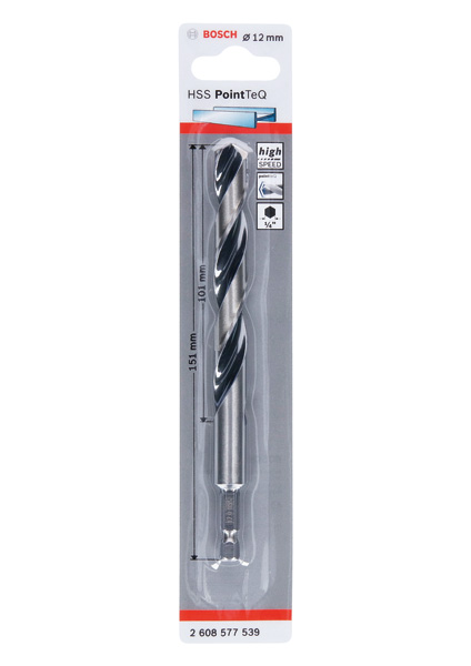 BOSCH HSS PointTeQ Sechskantbohrer 12,0 mm