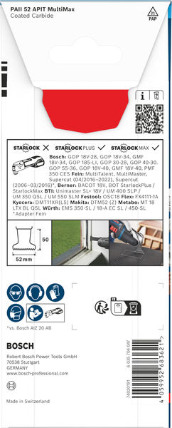 BOSCH EXPERT PAII 52 APIT MultiMax Tauchsägeblatt, 52 x 50 mm BOSCH EXPERT PAII 52 APIT MultiMax Tauchsägeblatt, 52 x 50 mm