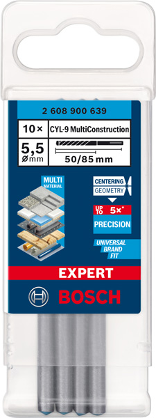 BOSCH EXPERT CLY-9 Multi Construction Bohrer-Set, 5.5x50x85 mm, 10-tlg. BOSCH EXPERT CLY-9 Multi Construction Bohrer-Set, 5.5x50x85 mm, 10-tlg.