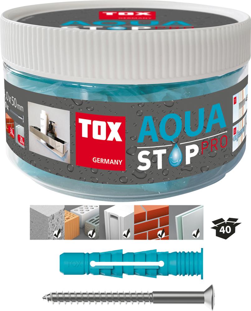 TOX TOX Dübel Aqua Stop Pro 8/50+Schr.in Runddose á20 TOX TOX Dübel Aqua Stop Pro 8/50+Schr.in Runddose á20
