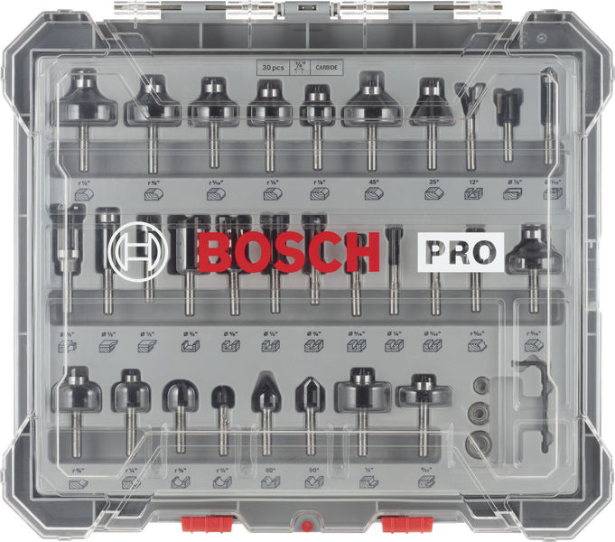 BOSCH PRO Fräsersatz gemischt, Schaft 1/4", 30-tlg