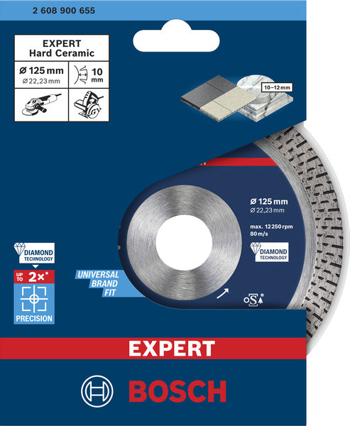 BOSCH EXPERT HardCeramic Diamanttrennscheiben, 125 x 22,23 x 1,4 x 10 mm