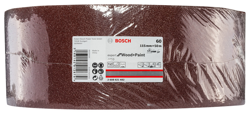 BOSCH Schleifblatt J450 Expert for Wood and Paint, 115 mm x 50 m, G60