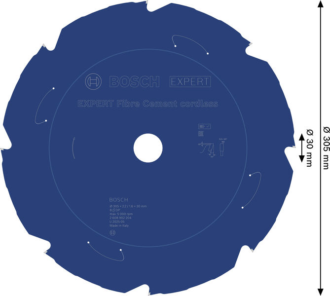 BOSCH EXPERT Fiber Cement Kreissägeblatt, 305x2,2x30 mm, Z8 BOSCH EXPERT Fiber Cement Kreissägeblatt, 305x2,2x30 mm, Z8