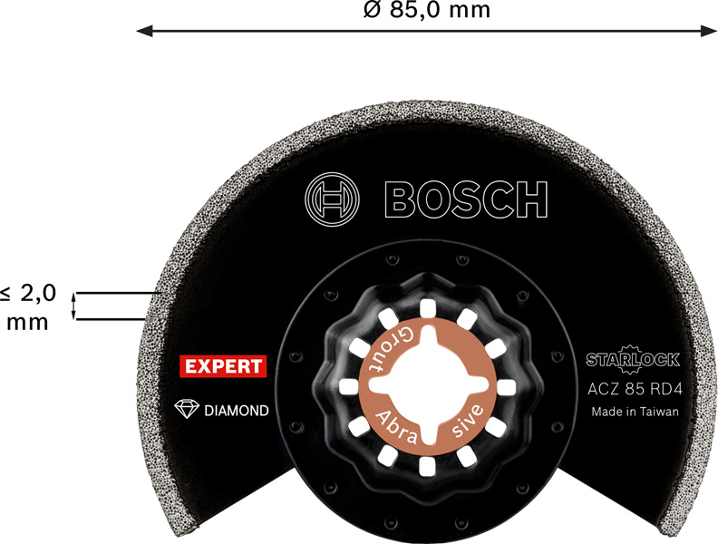 BOSCH EXPERT Grout Segment Blade ACZ 85 RD4 Blatt für Multifunktionswerkzeuge, 85 mm, 10 Stück