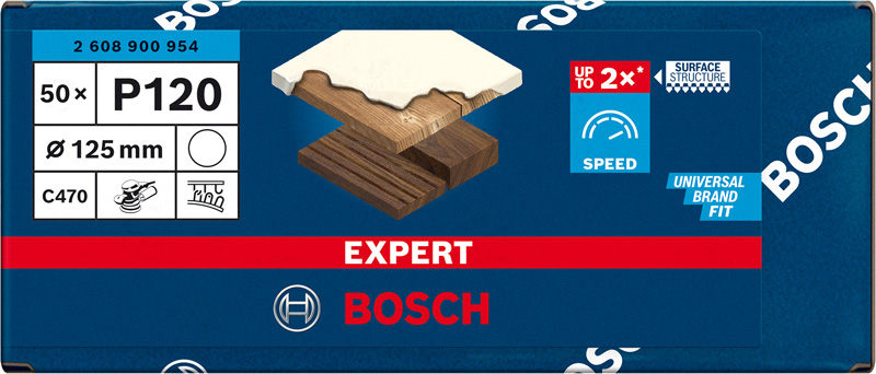 BOSCH EXPERT C470 Schleifblatt, 125mm, K120, keine Löcher, 50-tlg. BOSCH EXPERT C470 Schleifblatt, 125mm, K120, keine Löcher, 50-tlg.