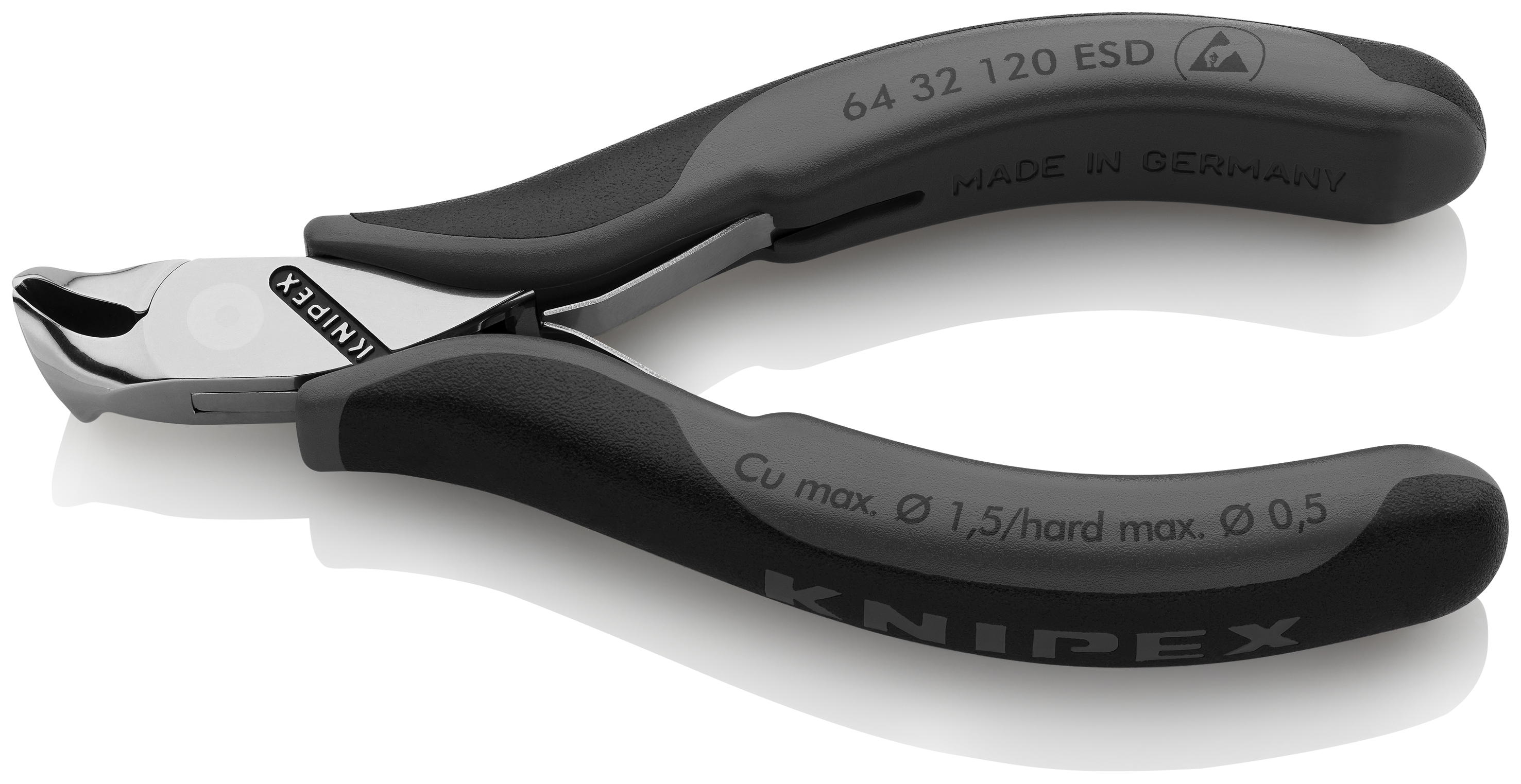 KNIPEX KNIPEX 64 32 120 ESD Elektronik-Vornschneider ESD 120 mm mit Mehrkomponenten-Hüllen spiegelpoliert KNIPEX KNIPEX 64 32 120 ESD Elektronik-Vornschneider ESD 120 mm mit Mehrkomponenten-Hüllen spiegelpoliert