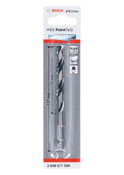 BOSCH HSS PointTeQ Sechskantbohrer 8,5 mm BOSCH HSS PointTeQ Sechskantbohrer 8,5 mm