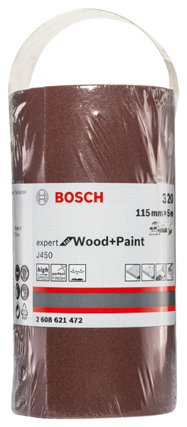 BOSCH Schleifblatt J450 Expert for Wood and Paint, 115 mm x 5 m, G320