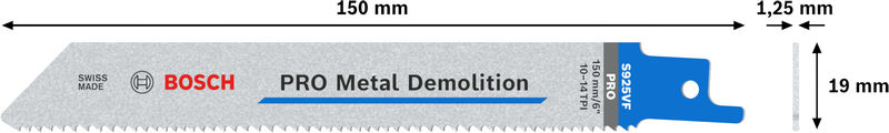 BOSCH PRO Metal Demolition S1125VF Säbelsägeblatt, 1,25 x 19 x 225 mm, 5-tlg.