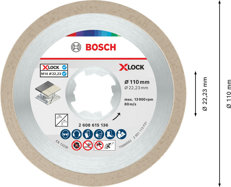 BOSCH Ceramic Trennscheibe, 110 x 7,5 mm, Bohrung X-Lock