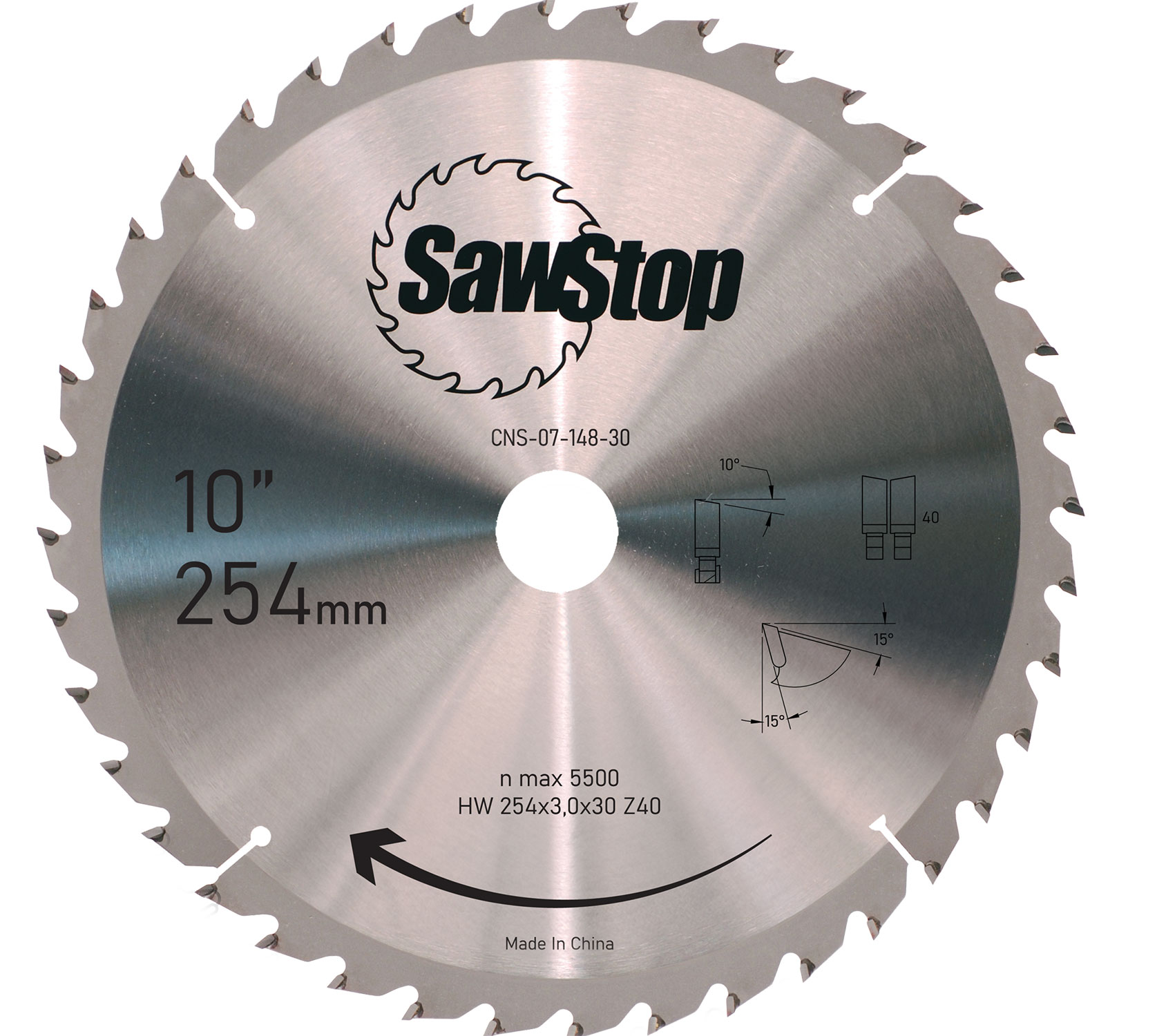 SAWSTOP STANDARD Sägeblatt 254x3,0/2,0x30, WZ40 SAWSTOP STANDARD Sägeblatt 254x3,0/2,0x30, WZ40