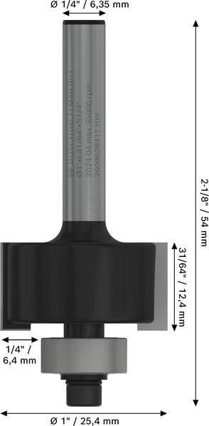BOSCH PRO Falzfräser 1/4", Schaft 1/4" BOSCH PRO Falzfräser 1/4", Schaft 1/4"