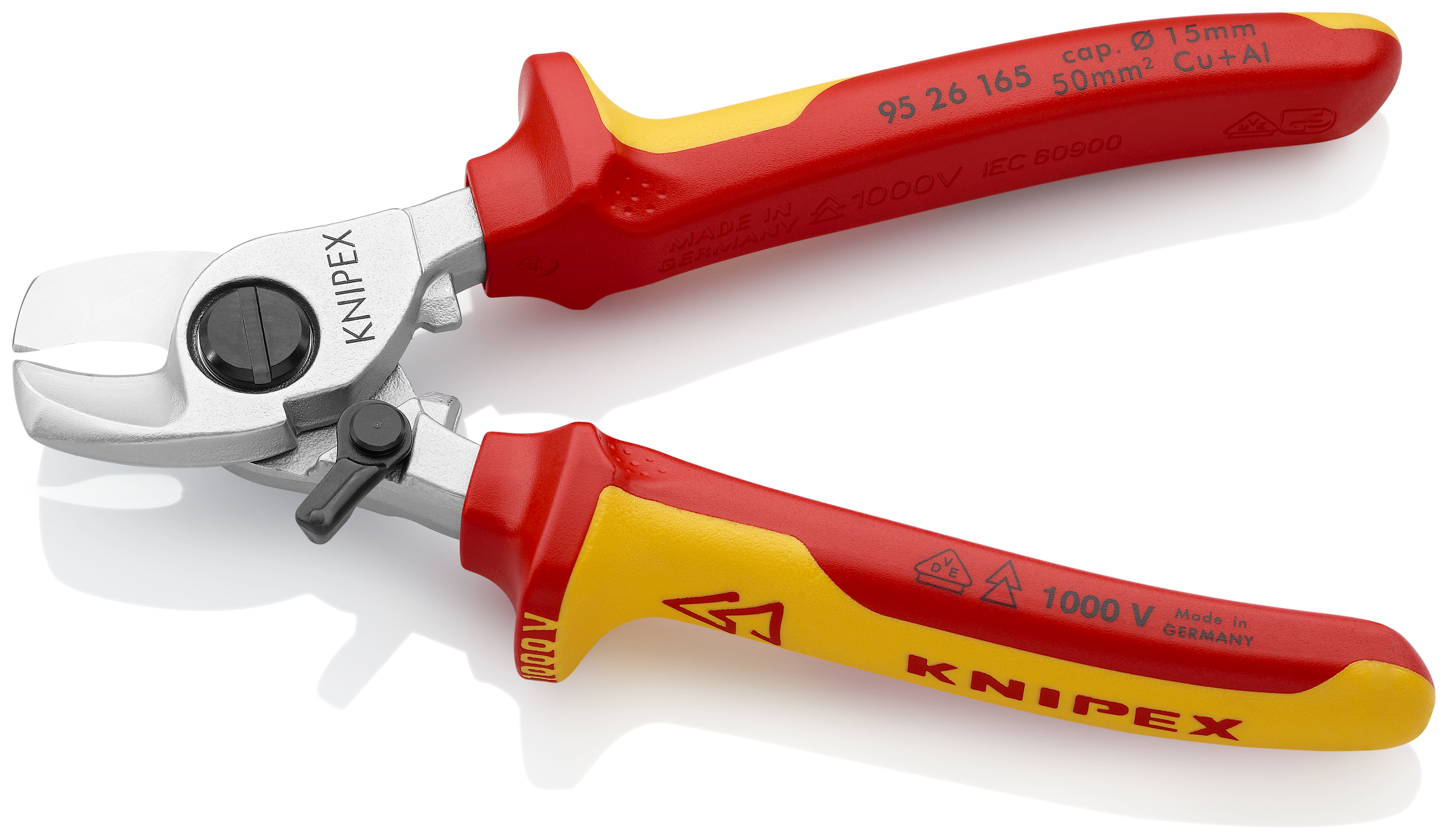 KNIPEX KNIPEX 95 26 165 Kabelschere mit Öffnungsfeder 165 mm verchromt isoliert mit Mehrkomponenten-Hüllen, VDE-geprüft