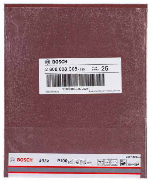 BOSCH Schleifblatt Papier J475, Best for Metal, 230 x 280 mm, 100, ungelocht, 1er-Pack BOSCH Schleifblatt Papier J475, Best for Metal, 230 x 280 mm, 100, ungelocht, 1er-Pack
