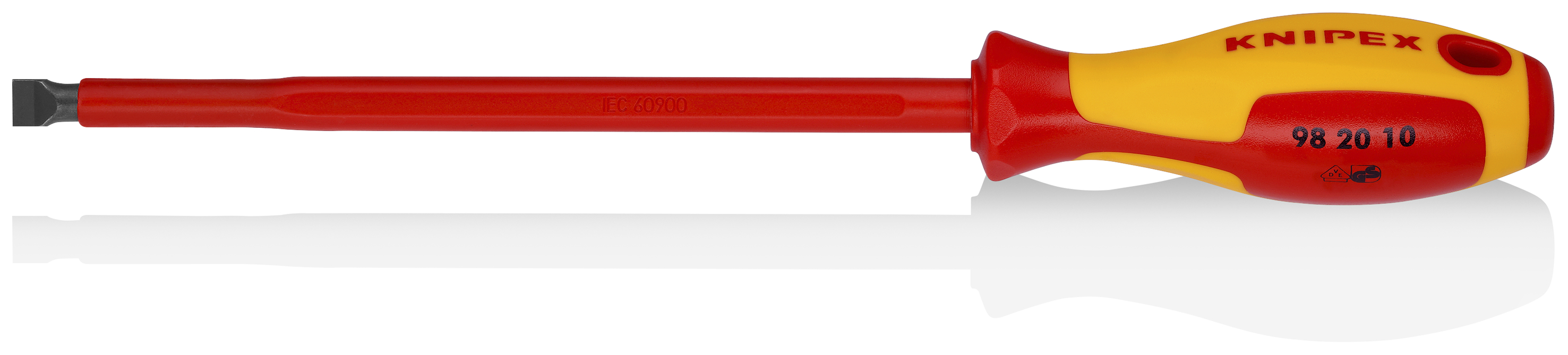 KNIPEX KNIPEX 98 20 10 Schraubendreher für Schlitzschrauben 320 mm brüniert isolierender Mehrkomponenten-Griff, VDE-geprüft