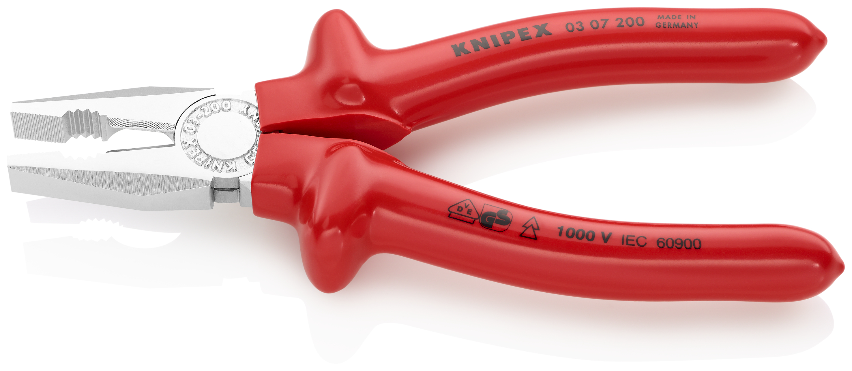 KNIPEX KNIPEX 03 07 200 Kombizange 200 mm verchromt tauchisoliert, VDE-geprüft KNIPEX KNIPEX 03 07 200 Kombizange 200 mm verchromt tauchisoliert, VDE-geprüft