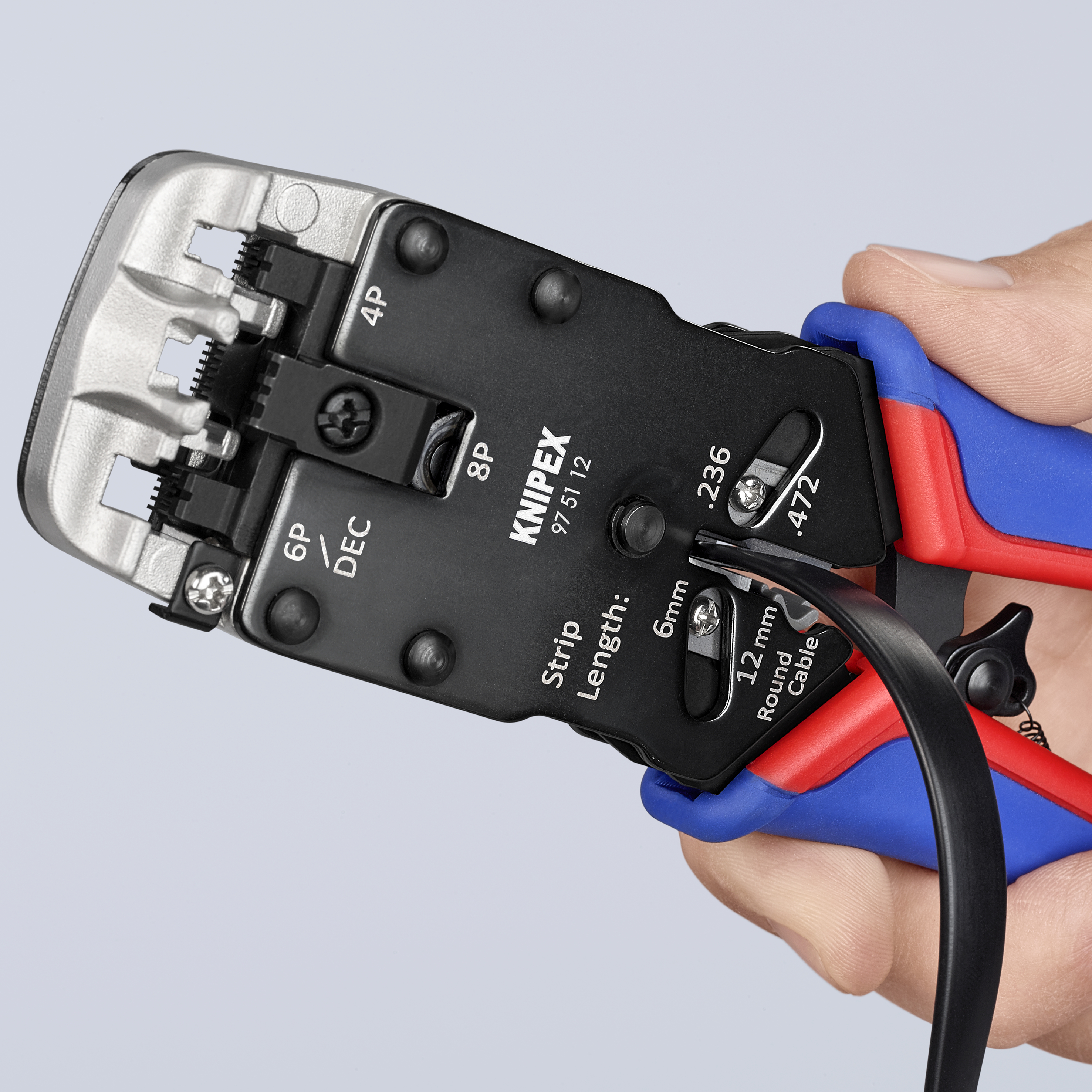 KNIPEX KNIPEX 97 51 12 SB Crimpzange für Westernstecker 200 mm brüniert mit Mehrkomponenten-Hüllen KNIPEX KNIPEX 97 51 12 SB Crimpzange für Westernstecker 200 mm brüniert mit Mehrkomponenten-Hüllen