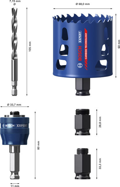 BOSCH EXPERT Multi Material Power Change Plus-Lochsägen Kit, 51 x 60 mm BOSCH EXPERT Multi Material Power Change Plus-Lochsägen Kit, 51 x 60 mm