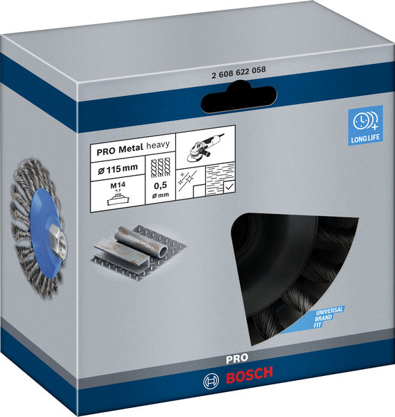 BOSCH PRO Metal heavy Kegelbürste, 115 x 0,5 mm, Gewinde