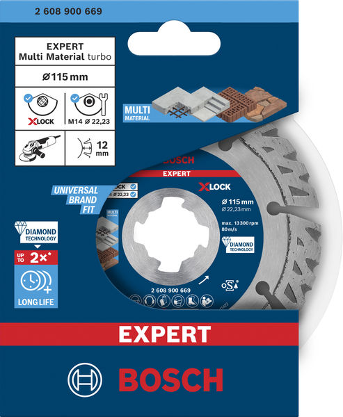 BOSCH EXPERT Multi Material Diamanttrennscheibe X-LOCK, 115x22,23 mm