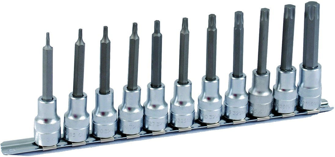 PROJAHN 1/2" Bit Stecknuss Satz auf Schiene 11tlg T10-T60, 100mm PROJAHN 1/2" Bit Stecknuss Satz auf Schiene 11tlg T10-T60, 100mm