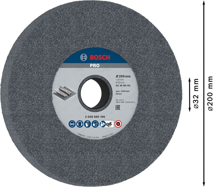 BOSCH PRO Metal Schleifscheibe, 200 x 25 x 32 mm, G46 BOSCH PRO Metal Schleifscheibe, 200 x 25 x 32 mm, G46